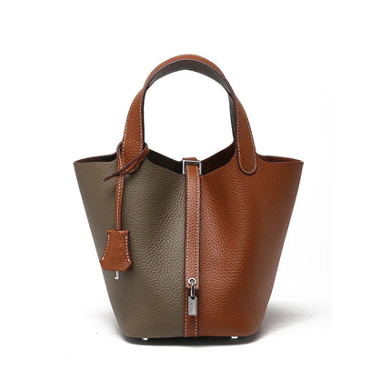 Head layer cowhide bucket bag women's leather high-end handbag - tugranalmacen.com