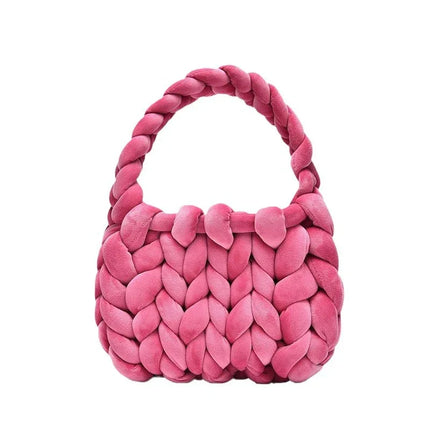 Bolsa de cartero tejida a mano con hilo hilado y núcleo de terciopelo de cristal. - tugranalmacen.com