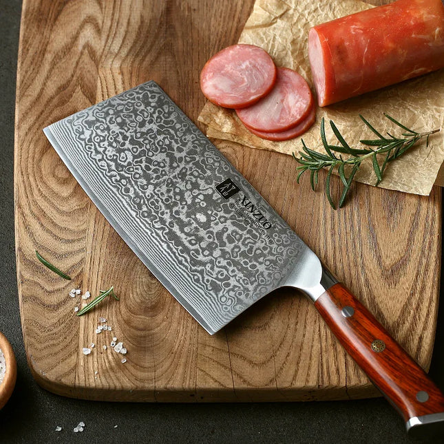 Juego de 4 cuchillos de cocina XINZUO, núcleo VG10, acero de Damasco - tugranalmacen.com