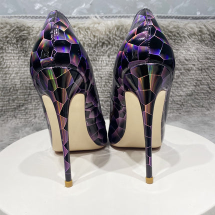 Zapatos de tacón alto geométrico azul