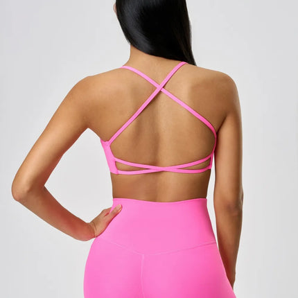 Camisola deportiva con espalda cruzada y escote redondo