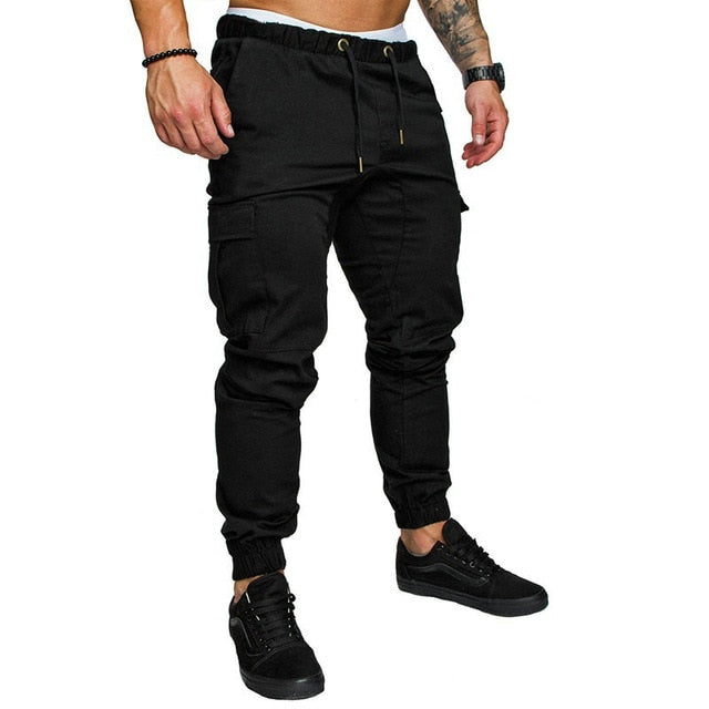 Pantalones de otoño para hombre, estilo harén, estilo hip hop, nuevos pantalones para hombre, pantalones deportivos lisos con múltiples bolsillos
