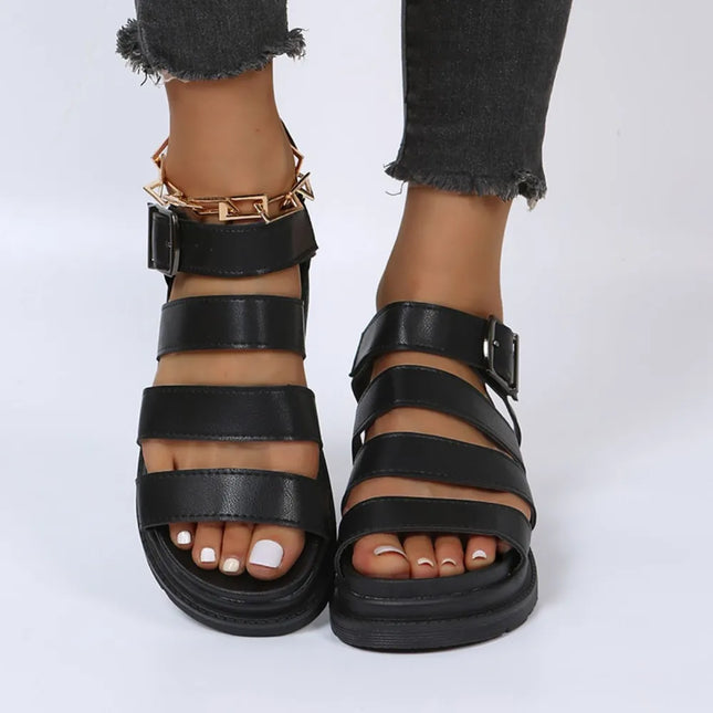 Sandalias de plataforma con hebilla y punta abierta en varios colores