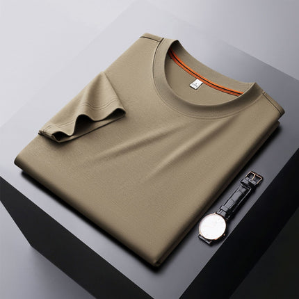 Camiseta básica de cuello redondo para hombre - Algodón suave y cómoda color khaki