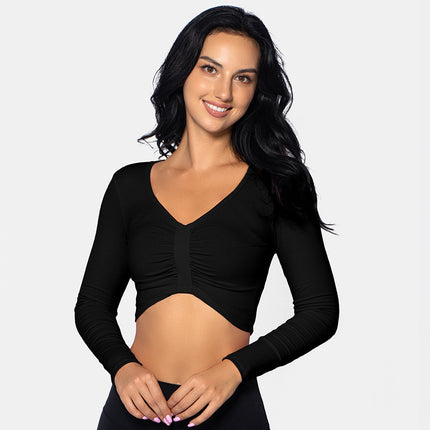 Top corto deportivo de manga larga de mujer. Fseo+fotos