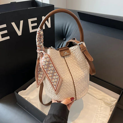 Handbag shoulder bag woven bucket bag - tugranalmacen.com