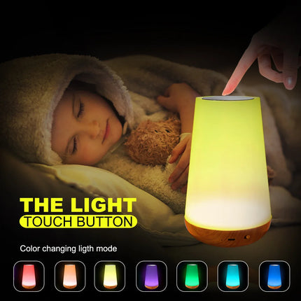 Wood grain remote control touch night light creative pat table lamp bedroom bedside lamp rainbow atmosphere light - tugranalmacen.com