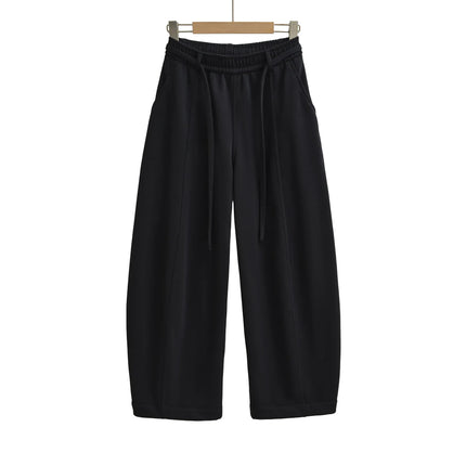 Pantalones anchos y sueltos de terciopelo, cintura alta y cordón ajustable - tugranalmacen.com