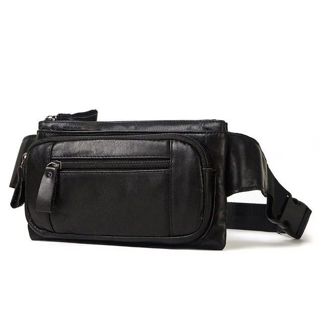 Riñonera Kavi de piel auténtica para hombre, bolso de pecho multifuncional - tugranalmacen.com