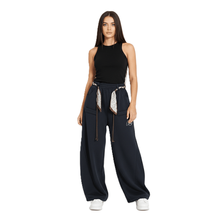 Pantalones anchos de mujer con cinturón Run-Teng