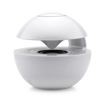Altavoz Bluetooth portátil esférico en blanco
