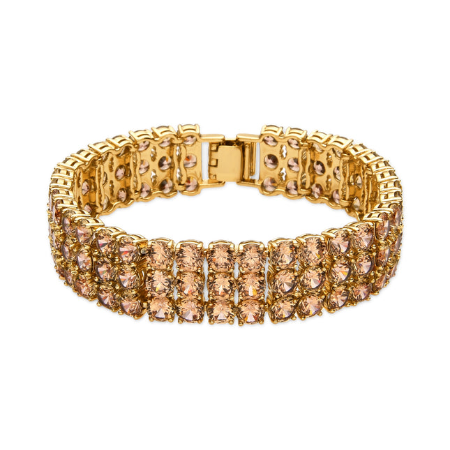 Pulsera Uriom con circonita brillante y acabado en oro de 18k, elegante y sofisticada.
