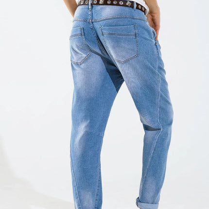 Vaqueros Boyfriend de Mujer - Jeans Anchos con Detalle de Pespunte - tugranalmacen.com