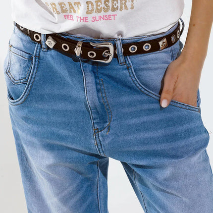 Vaqueros Boyfriend de Mujer - Jeans Anchos con Detalle de Pespunte - tugranalmacen.com