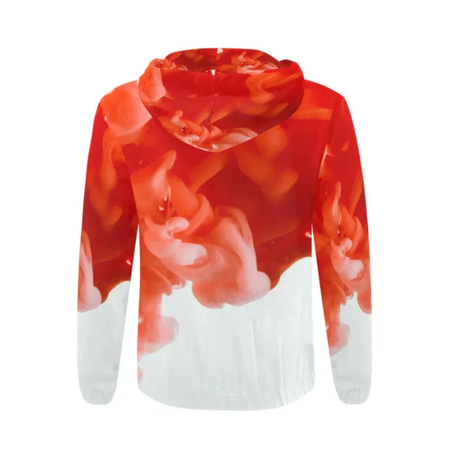 Sudadera de Hombre con Capucha y Cremallera-Color Humo Rojo Degradado