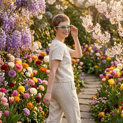 Estark, gafas de sol con montura redonda para mujer