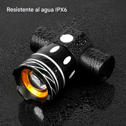 Linterna frontal LED T6 para bicicleta - Recargable - USB - 2400 mAh - tugranalmacen.com