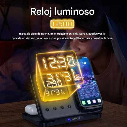 Cargador Inalambrico 5 en 1 Smartphone Reloj Auriculares